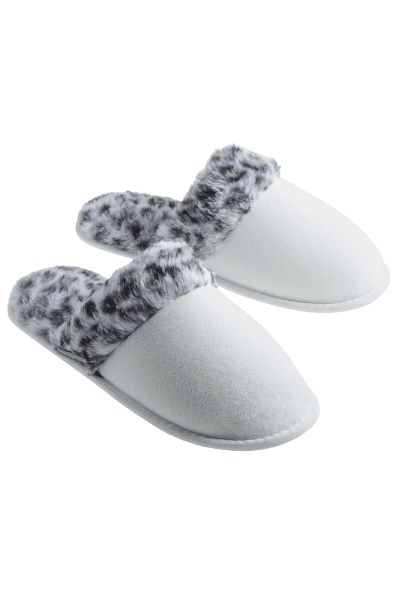Violet Scuff Slippers (Ivory/ Leopard, Medium)