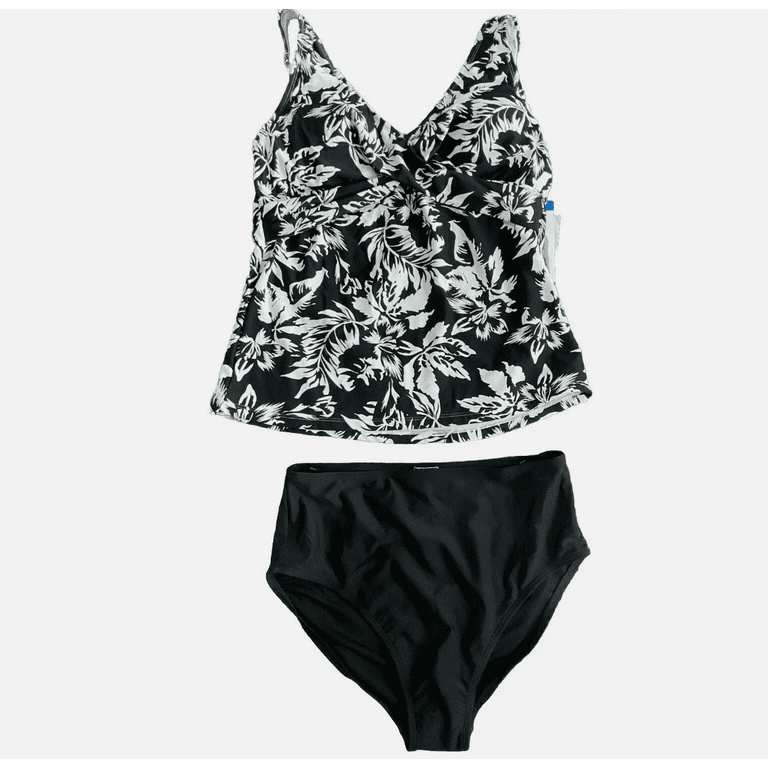 Kathy Ireland Women's 2-Piece Tankini With Swim Brief, Black