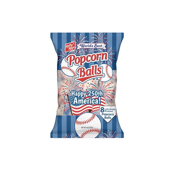 Kathy Kaye Baseball Sweet and Salty Popcorn Balls - 1 oz. Snack Packs - Crunchy, Delicious Perfect for Team Snacks - Classic Sweet and Salty Flavor - 32 Popcorn Balls (4 B