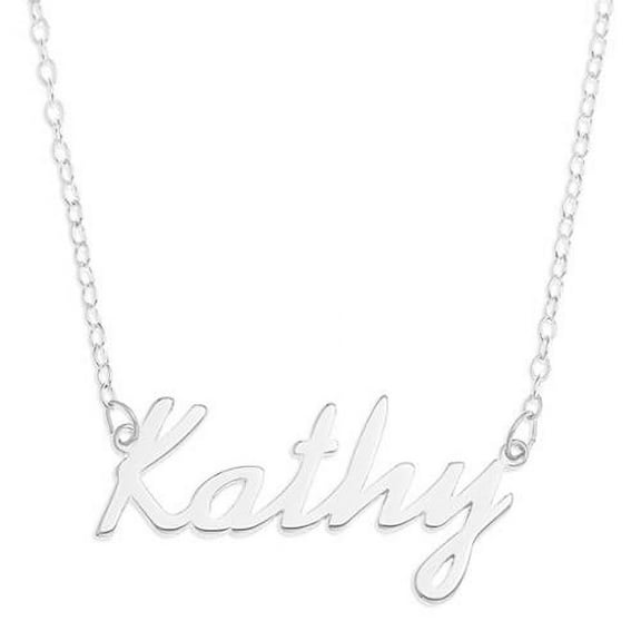 Kathy - Name Plate Necklace in Solid Real Sterling Silver female Personalized Custom Pendent