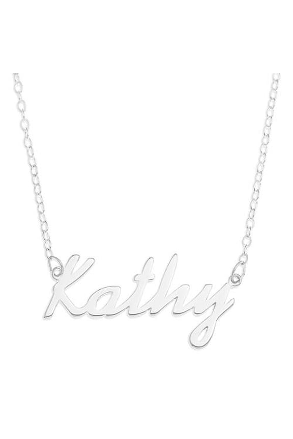 Kathy - Name Plate Necklace in Solid Real Sterling Silver female Personalized Custom Pendent