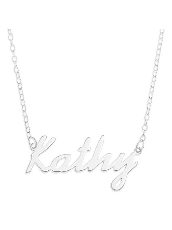 Kathy - Name Plate Necklace in Solid Real Sterling Silver female Personalized Custom Pendent