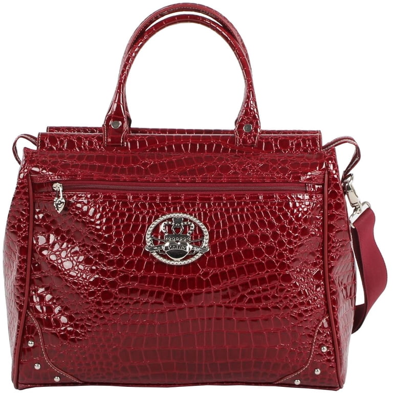 Kathy Van Zeeland Croco PVC Designer Handbag - 16 Inch Dowel Bag