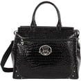 thumbnail image 1 of Kathy Van Zeeland Croco PVC Designer Handbag - 16 Inch Dowel Bag Carry On Luggage - Lightweight Durable Travel Overnight Work Purse for Women (Black), 1 of 3