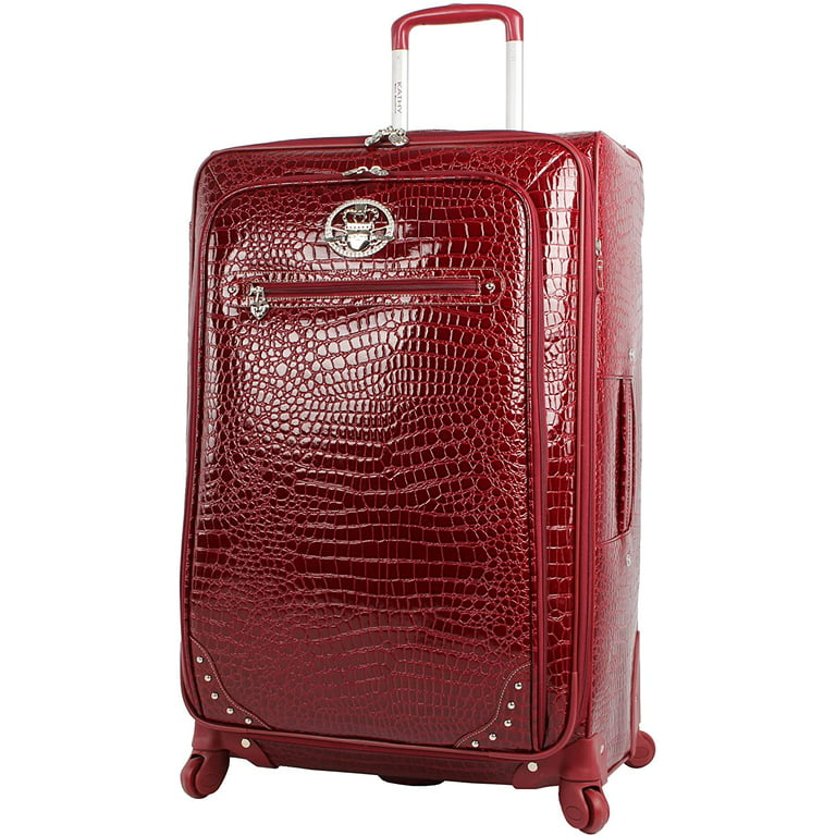 Kathy Van Zeeland Croco PVC Designer Luggage - Lightweight Expandable 28 inch Suitcase for Women - Large Durable Bag with 4-Rolling Spinner Wheels (