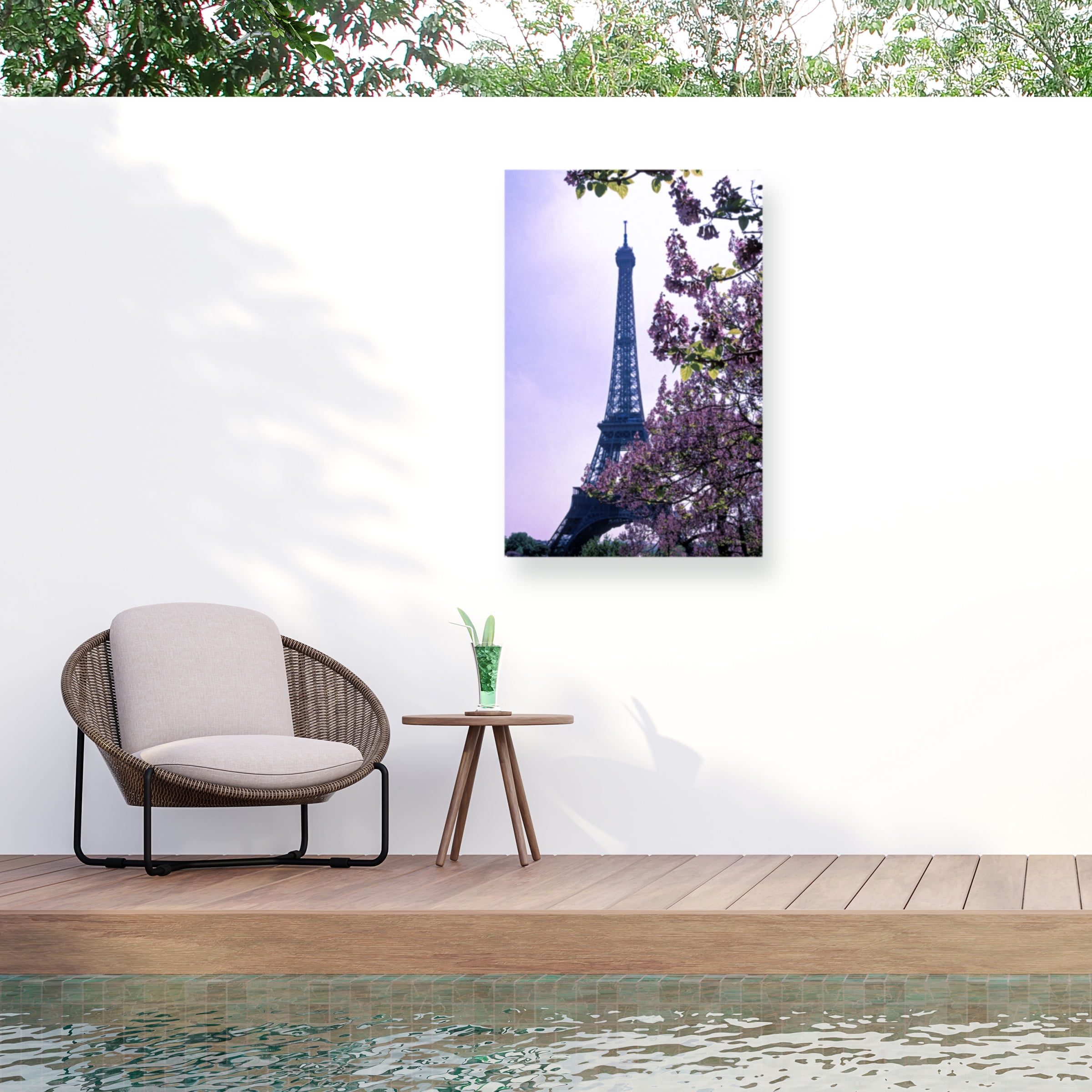 Eiffel Tower with Blossoms 16x24 Outdoor Canvas Print