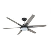 KathyIreland Rah Eco 60" Graphite Modern LED Flush Ceiling Fan for Bedroom with Light Kit