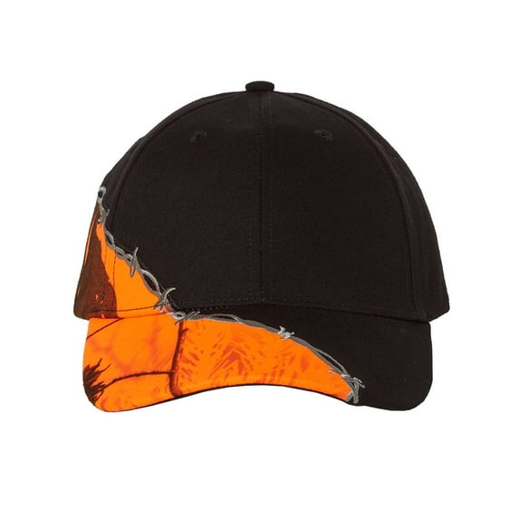 Kati - Camo with Barbed Wire Embroidery Cap - LC4BW - Black/ Blaze AP