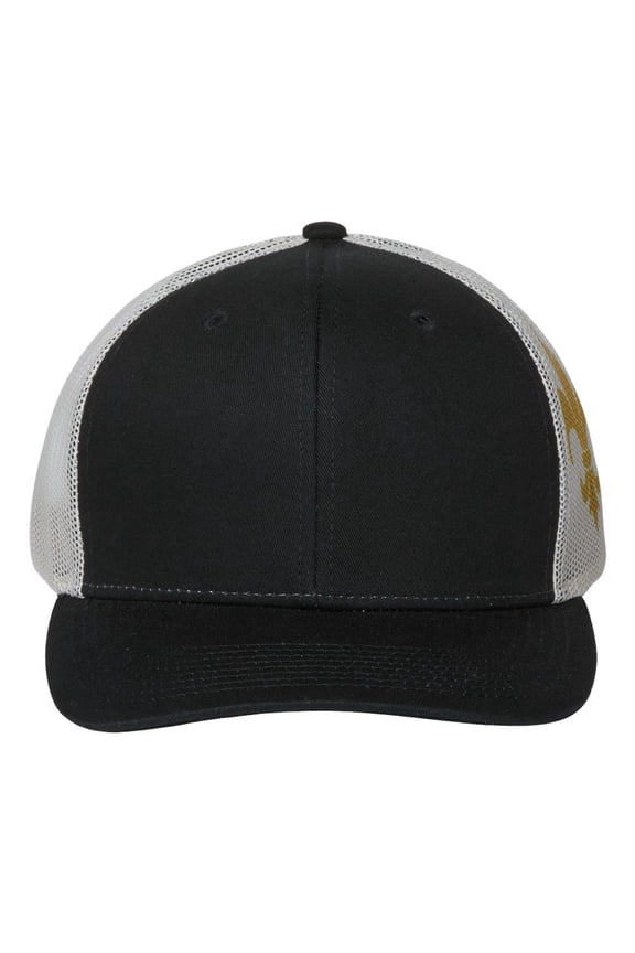 - Printed Mesh Trucker Cap - S700M - Black/ Vegas Gold - Size: Adjustable