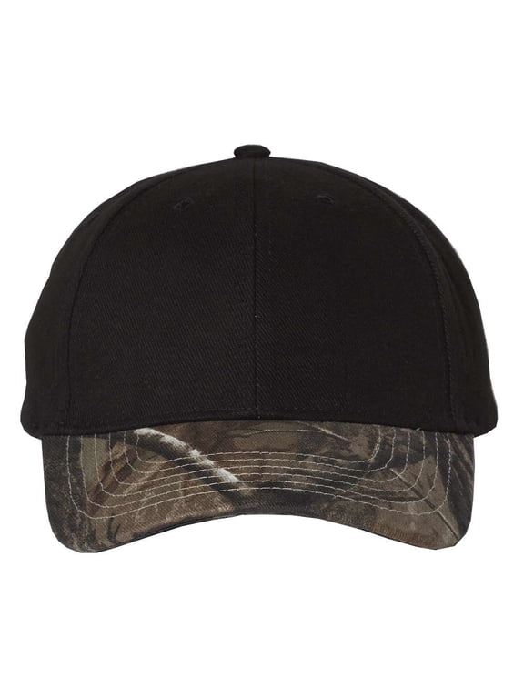 - Solid Crown with Camo Visor Cap - LC25 - Black/ Realtree AP - Size: Adjustable
