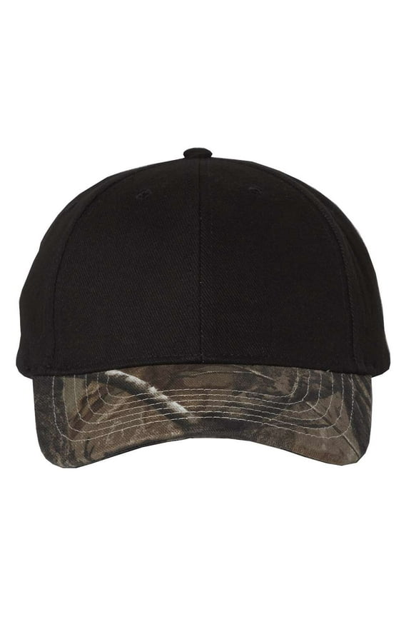 - Solid Crown with Camo Visor Cap - LC25 - Black/ Realtree AP - Size: Adjustable