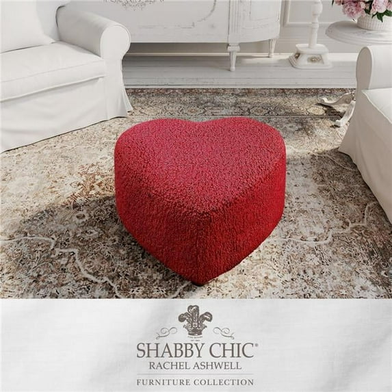 Katia Ottoman Red Sherpa 25.2L x 25.2W x 13.3H Upholstered Low Profile