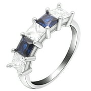 Katie Anniversary Band Ring Sterling Silver Blue CZ Womens Ginger Lyne Collection