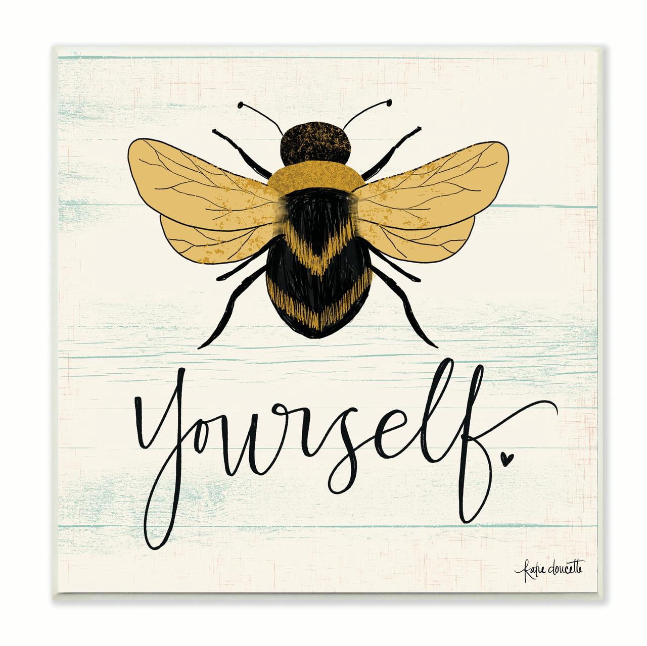 Katie Doucette Bee Yourself Yellow Green Family Word 12 in x 12 in Framed Painting Art Prints, by Stupell Home Décor