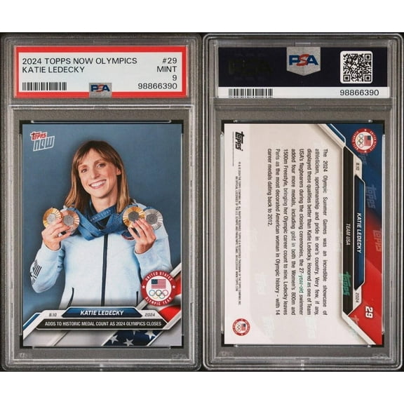 Katie Ledecky #29 - 2024 Topps Now Olympics - PSA 9 MINT