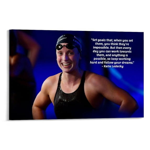 Katie Ledecky Athlete Art Poster Celebrity Quote Art Poster Room Aesthetic Poster (2) Canvas Poster Bedroom Decor Office Room Decor Gift