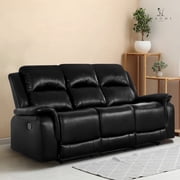 Naomi Home Katie Faux Leather Oversized Sofa, Ultimate Comfort for Home Theatre & Luxe Lounging, Plush Cushioning, Easy Assembly - Black