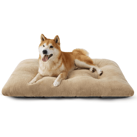 Katieovy Dog Bed for Large Dogs,Comfort Fluffy Plush Dog Cage Bed, 34"x23" Washable Dog Mat with Non-Slip Bottom for Dogs,Khaki
