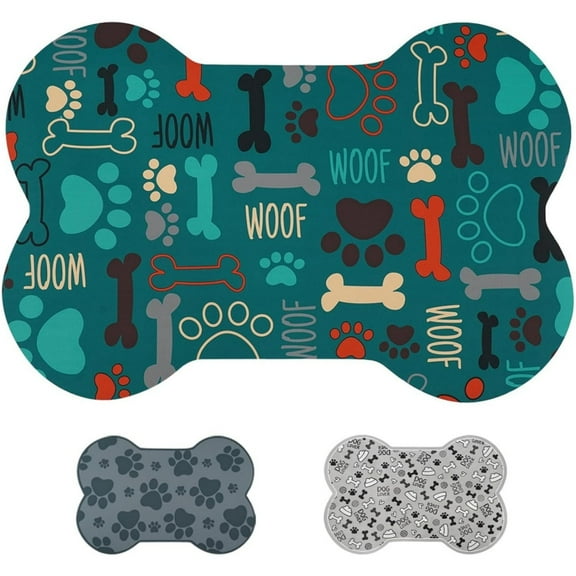 Katieovy Dog Food Mats,Waterproof Dog Mat for Food and Water Feeding,12"x19"