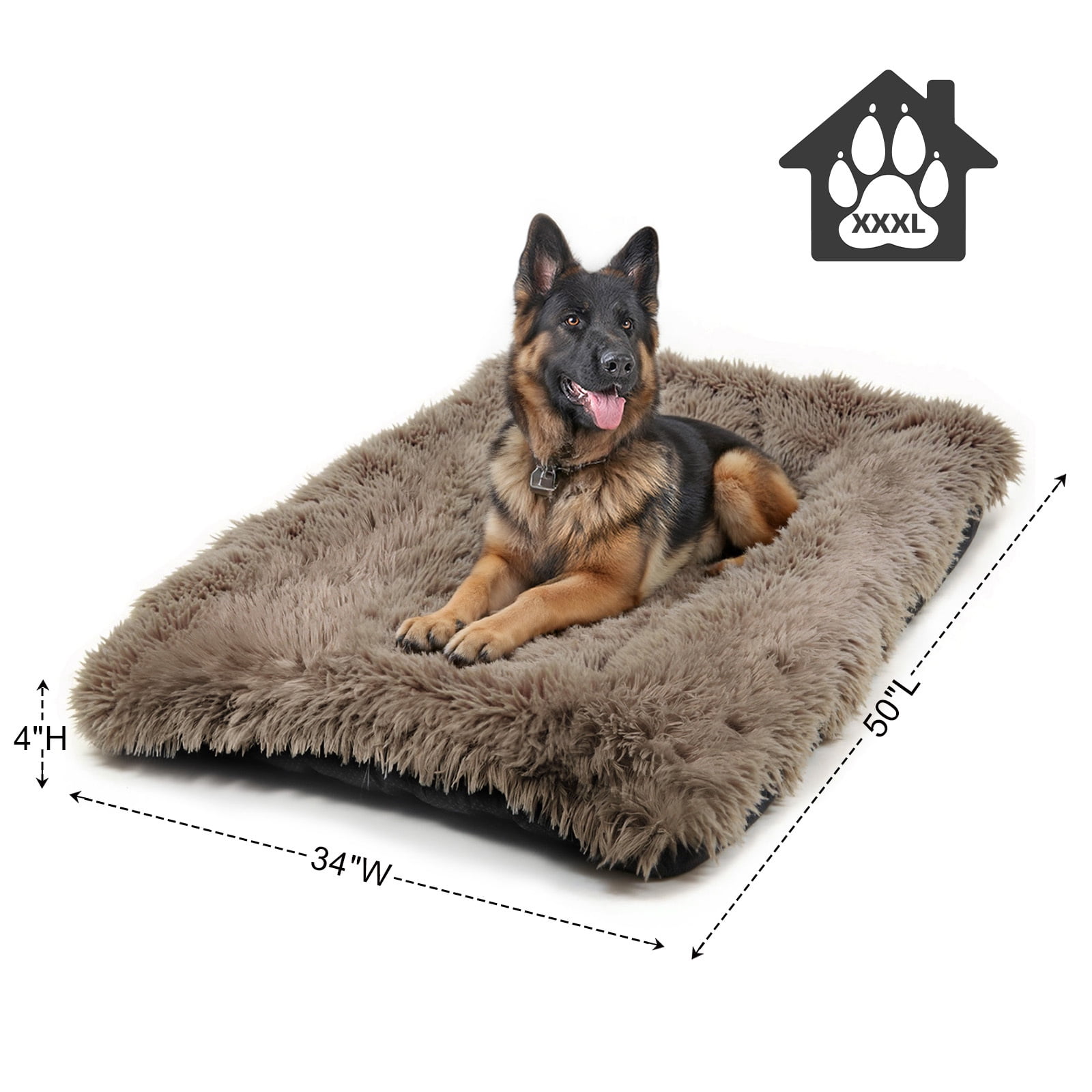Katieovy Extra Large Dog Bed, 50 x 34 inch Fluffy Plush Dog Cage Bed ...