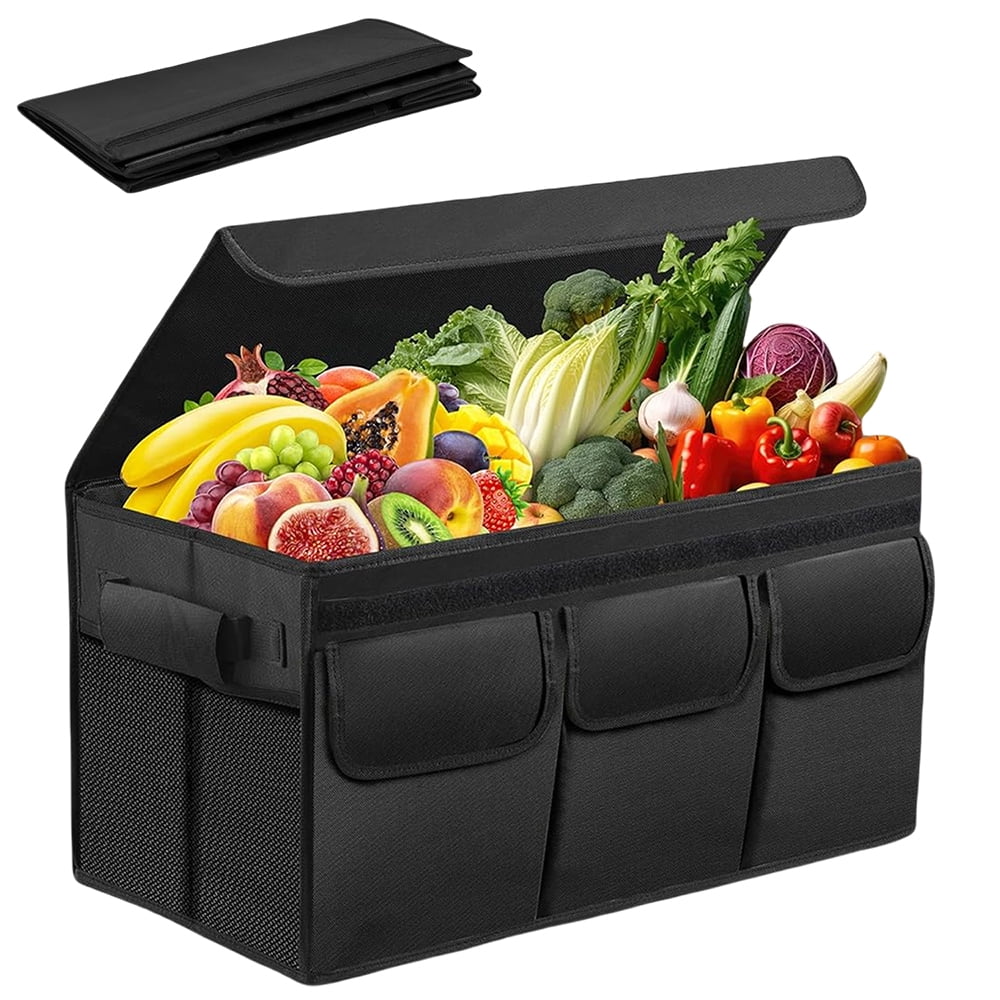 Katieovy Large Car Trunk Storage Organizer with Lid Non Slip Waterproof Trunk Organizer for SUV Multi Compartment Collapsible Car Organizer Walmart