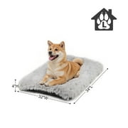Katieovy Large Dog Bed, 34 x 22 inch Fluffy Plush Dog Cage Bed, Washable Dog Mat with Non-Slip Bottom for Large and Medium Dogs,Gray