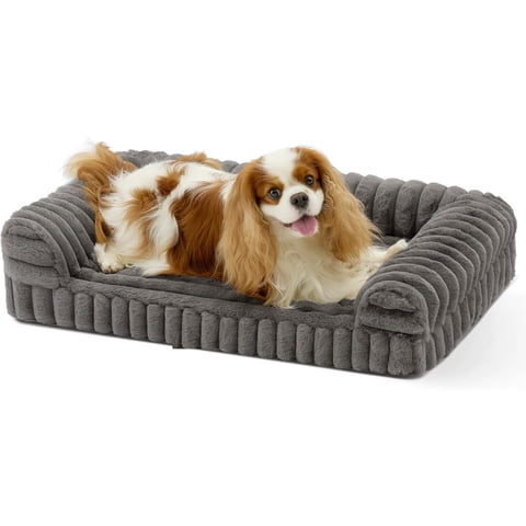 Katieovy Orthopedic Dog Beds for Large Dog,32 inch Removable Washable Dog Beds with Sides,Non-Slip Bottom Memory Foam Large Pet beds,Dark Gray
