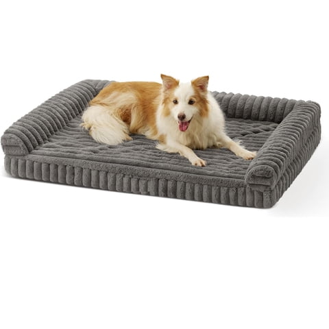 Katieovy Orthopedic Dog Beds for Large Dog,42 inch Removable Washable Dog Beds with Sides,Non-Slip Bottom Memory Foam Large Pet beds,Dark Gray