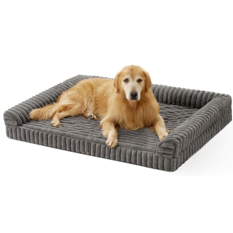 Katieovy Orthopedic Dog Beds for Large Dog,48 inch Removable Washable Dog Beds with Sides,Non-Slip Bottom Memory Foam Large Pet beds,Dark Gray