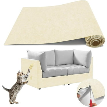 Katieovy Trimmable Cat Scratch Furniture Protector,39.3x15.8In Adhesive Cat Scratch Pad Deterrent for Cat Couch Furniture,Wall Protector,Covering Cat Tower,Off White