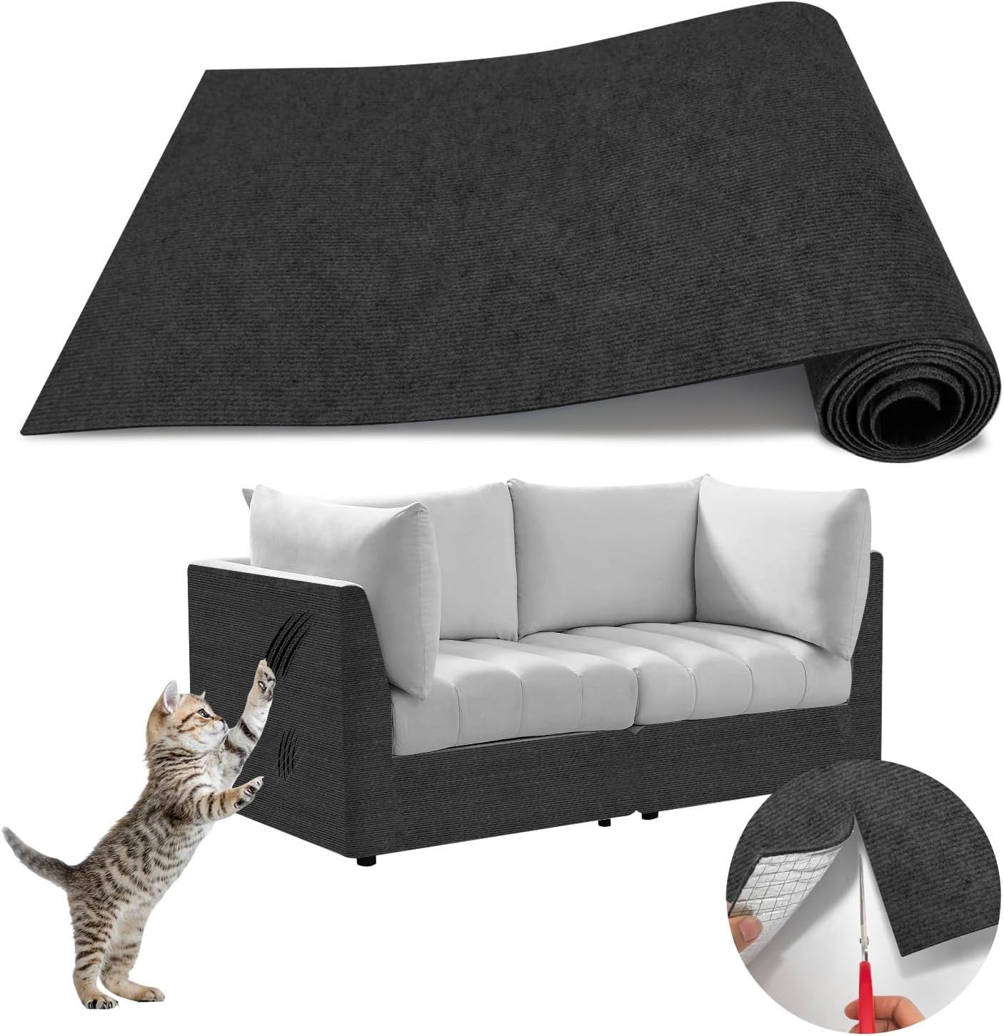 Kratzschutz Für Möbel Selbstklebend - Polygriffe Kratzmatte Für Katzen 40x200cm Dunkelgrau