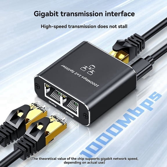Katigan 1 in 2 Out Gigabit Ethernet Splitter 1000Mbps High Speed RJ45 Network Extension Cable Connector Cat5/5e/6/7/8 Splitte