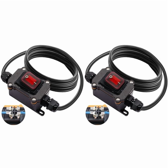 Katigan 2-Pack Waterproof Inline Switch, 12V DC 20A, 4-Pin, On/Off Toggle, Outdoor Cord Switch with 14 AWG Wire