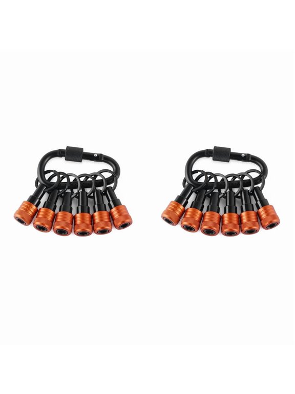 2x Bit Holder Key Chain Set, 1/4-Inch Hex Shank Bit Holders, 12 Drill Bit Holder Keychains and 2 Carabiner Clips