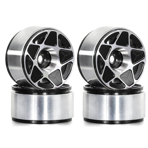 Katigan 4pcs 1.0inch Metal Beadlock Wheel Hub Wheel Rim for 1/18 1/24 RC Crawler Car TRX4M Upgrade Parts Accessories Black