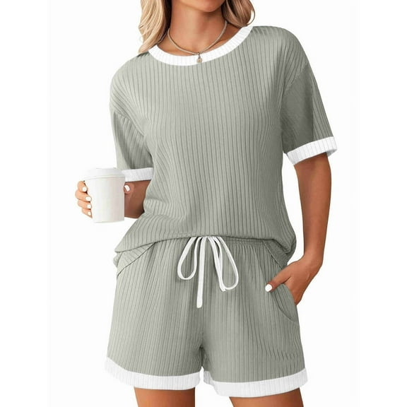 Colorblock Short-Sleeved Suit Light Green L