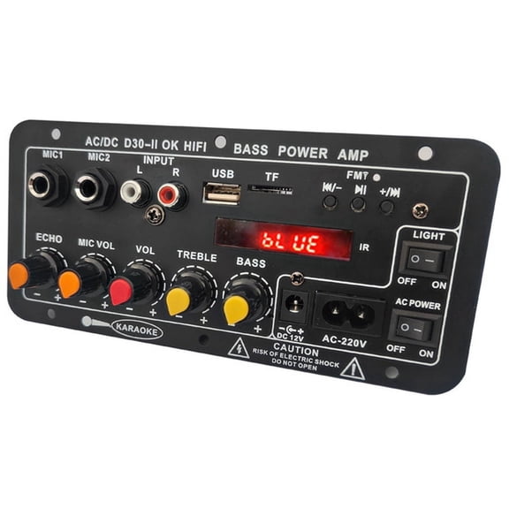 Katigan Digital Bluetooth Amplifier Board Subwoofer Dual Microphone Karaoke Amp Speaker Home Theater DIY 30W US Plug