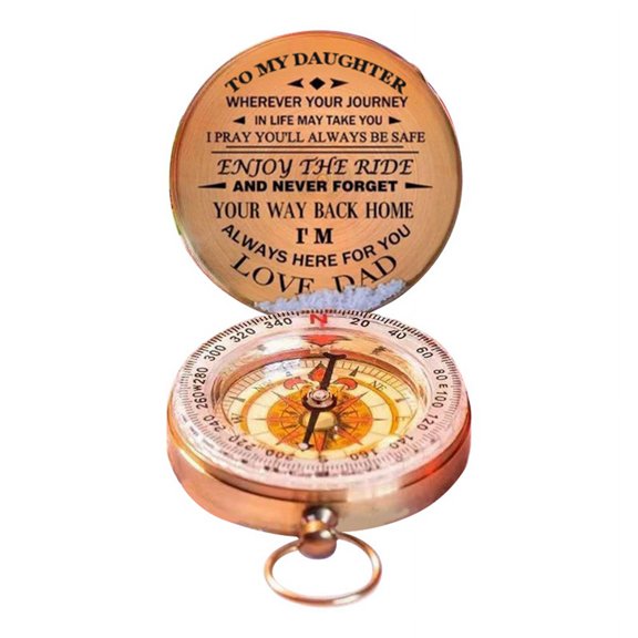 Katigan Enjoy the Ride, Compass Copper,Gift for Children Camping Hiking Pocket Portable Compass,Father to Daughter