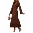 thumbnail image 1 of Katigan Female Scoop Neck Lace Up Maxi Dress Knit Flare Sleeve Bodycon Dress Loose Casual Long Dresses Brown S, 1 of 8