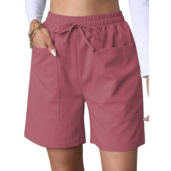 Omen Casual Shorts Drawstring Comfy Elastic Waist Shorts Summer Pull on Short with Pockets Watermelon Red XXL