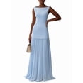 thumbnail image 1 of Katigan Pleated Bridesmaid Dresses for Women Boat Neck Formal Dresss Long A Line Wedding Guest Party Dress Light Blue XXL, 1 of 3