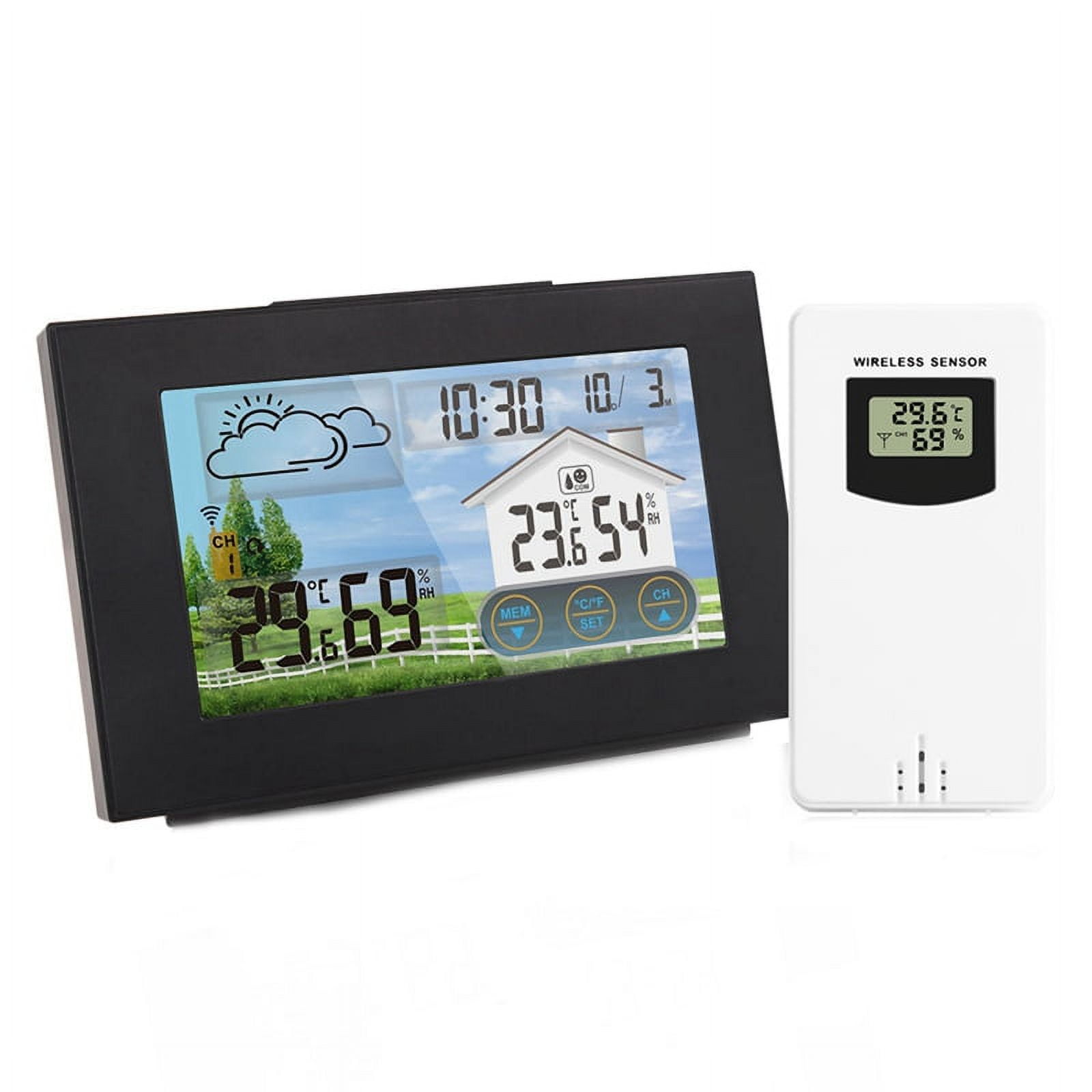 Katigan With Sensor Color Touch Screen Alarm Clock Wireless Weather Station Forecast Indoor Outdoor Thermometer Hygrometer