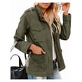 thumbnail image 1 of Katigan Women Anorak Jackets Zip Up Snap Buttons Parka Utility Coats Outwear with Pocket Army Green L, 1 of 6
