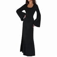 thumbnail image 1 of Katigan Women'S Ribbed Maxi Dress Knit Flare Sleeve Bodycon Dress Loose Casual Long Dresses Black XL, 1 of 6