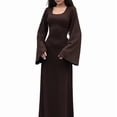 thumbnail image 1 of Katigan Women'S Ribbed Maxi Dress Knit Flare Sleeve Bodycon Dress Loose Casual Long Dresses Brown XXL, 1 of 6
