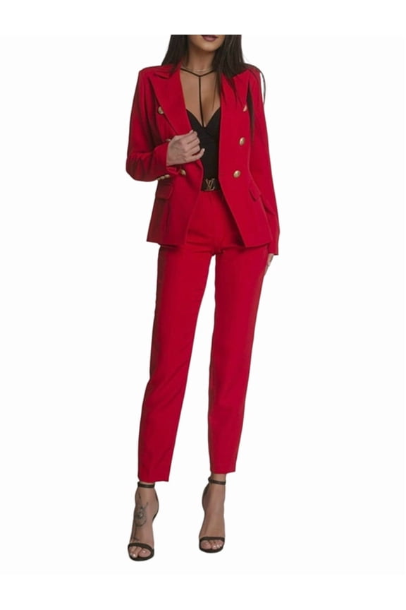Women'S Two Piece Suits - Business Blazer Pants Suit Set, Professional Work Outfit for Office Red XXL