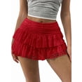 thumbnail image 1 of Katigan Women'S Y2K Lace Mini Skirt with Shorts A Line Hight Waisted Ruffle Skirt Skort Red XL, 1 of 6