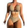 thumbnail image 1 of Katigan Women Two Piece Bathing Suits Push Up Bikini Set Halter Swimsuit Vintage Swimwear Khaki XL, 1 of 6