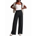thumbnail image 1 of Katigan Women Wide Leg Pants High Waisted Business Casual Work Trousers Dressy Pants with Pockets Black XL, 1 of 8
