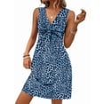 thumbnail image 1 of Katigan Womens Leopard Print Knot Front Dress Casual Elegant Wrap Style Bodycon Midi Dress for Party Date Blue L, 1 of 6